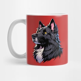 Stunning and Cool Belgian Tervuren Monochrome and Gold Portrait for Father's Day Mug